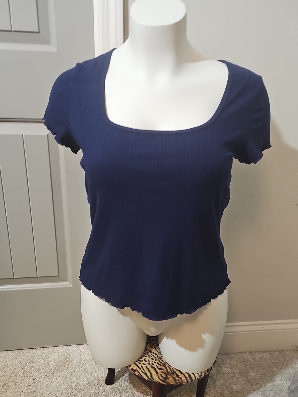 torrid Navy Ribbed Square-Neck Crop Top